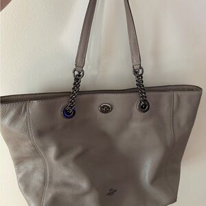 Coach Taupe Leather Tote Bag